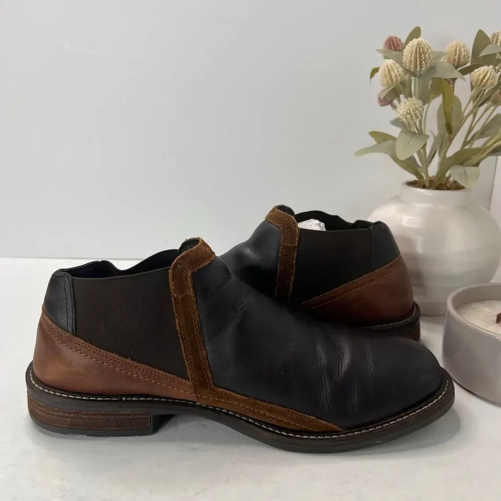 Naot Business Roast Saddle Seal Brown Suede Boot Black/Brown Men's 9/EU 42